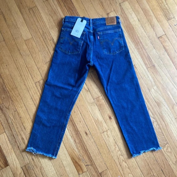 Womens Levi’s premium Wedgie Icon High Rise Fray Hem Straight Leg Ankle Jeans 29 - Picture 3 of 5